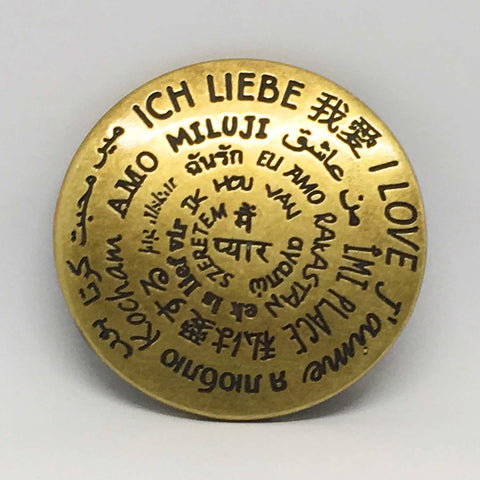 Guertelschnalle Ich liebe rund Messing