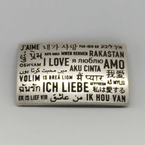 Guertelschnalle Ich liebe eckig Silber