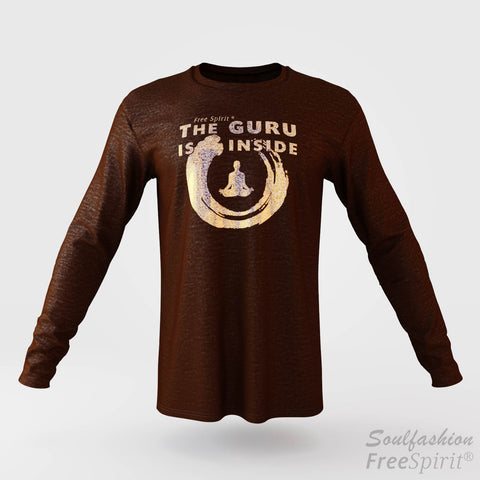 The guru is inside - Soulfashion - Free Spirit - Longsleeve-Shirt - Herren - Gold - Chocolate