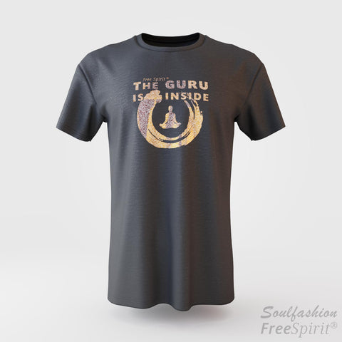 The guru is inside - Soulfashion - Free Spirit - Shirt - Herren -Gold - Graphite