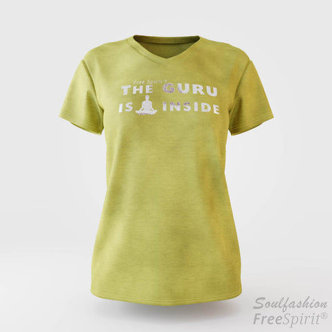 The guru is inside - Soulfashion - Free Spirit - Shirt - Damen - Silber - Light Yellow