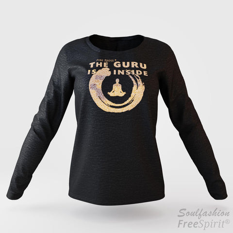 The guru is inside - Soulfashion - Free Spirit - Longsleeve-Shirt - Damen - Gold - Black