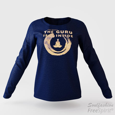 The guru is inside - Soulfashion - Free Spirit - Longsleeve-Shirt - Damen - Gold - Navy
