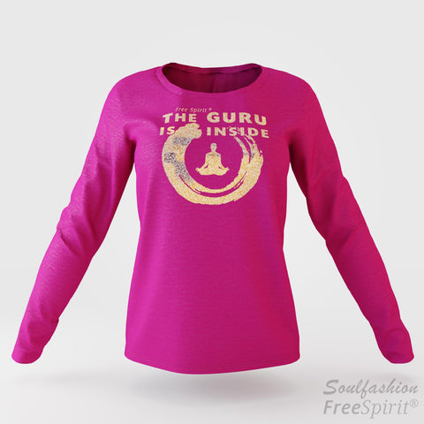 The guru is inside - Soulfashion - Free Spirit - Longsleeve-Shirt - Damen - Gold - Pink