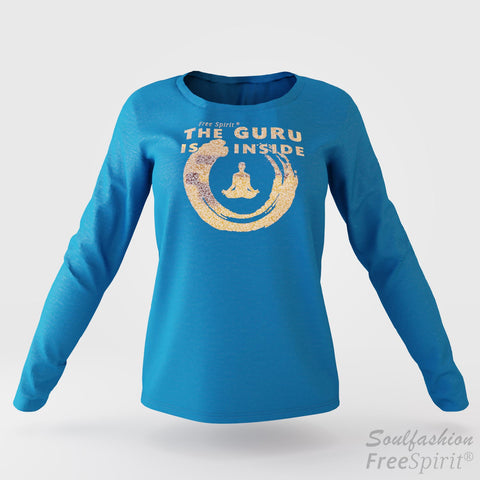 The guru is inside - Soulfashion - Free Spirit - Longsleeve-Shirt - Damen - Gold - Turquoise