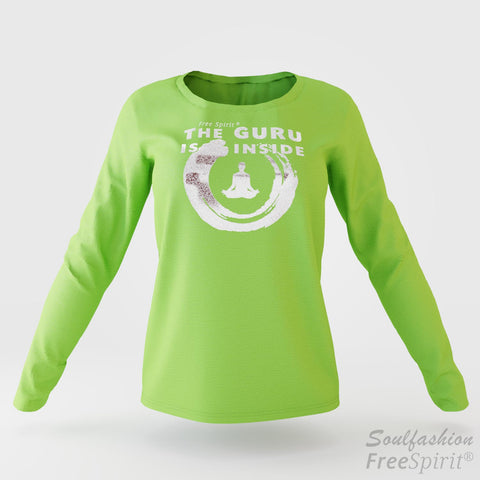 The guru is inside - Soulfashion - Free Spirit - Longsleeve-Shirt - Damen - Silber - Lime Green