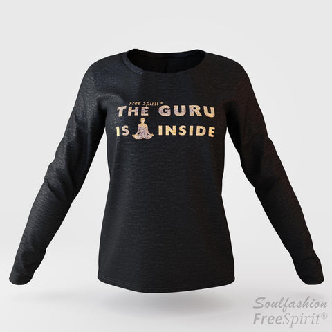 The guru is inside - Soulfashion - Free Spirit - Longsleeve-Shirt - Damen - Gold - Black