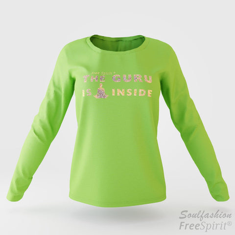 The guru is inside - Soulfashion - Free Spirit - Longsleeve-Shirt - Damen - Gold - Lime Green