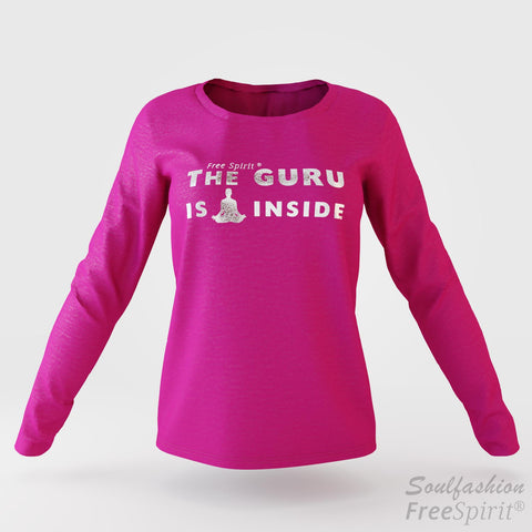 The guru is inside - Soulfashion - Free Spirit - Longsleeve-Shirt - Damen - Silber - Pink