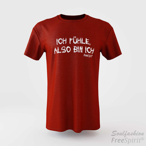 Herren T-Shirt Ich fühle also bin ich - FreeSpirit Shop - dark red