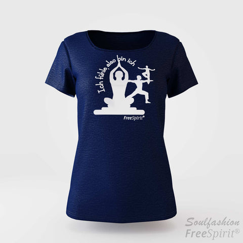 Damen T-Shirt Ich fühle also bin ich - FreeSpirit Shop - navy