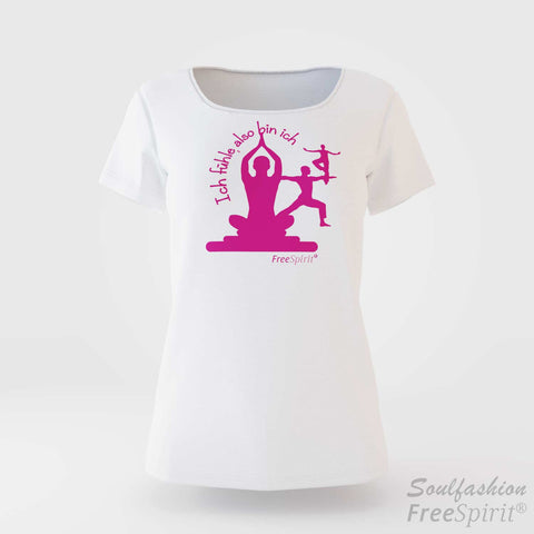 Damen T-Shirt Ich fühle also bin ich - FreeSpirit Shop - white/pink