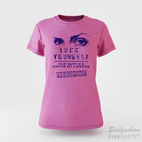 Damen T-Shirt Luck Yourself - Bruno Würtenberger - Pink Marl