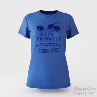 Damen T-Shirt Luck Yourself - Bruno Würtenberger - Blue Marl
